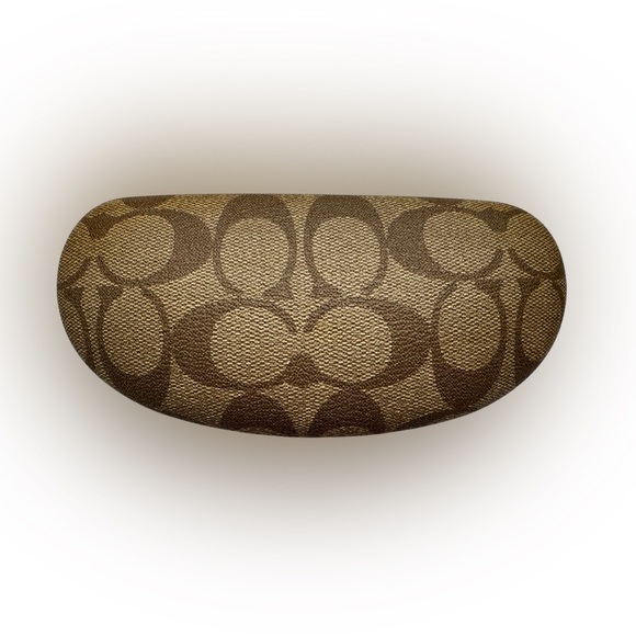 Coach hard clamshell tan brown signature, see sunglass case - Picture 2 of 3